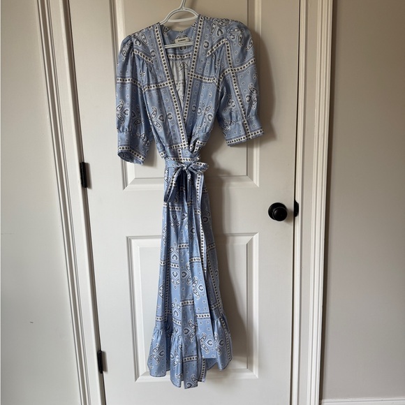 Sandro Light Blue Patterned Long Sleeve Dress - Picture 1 of 8